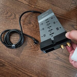 Belkin Power Strip with Gold Coax Connectors - Black & Silver